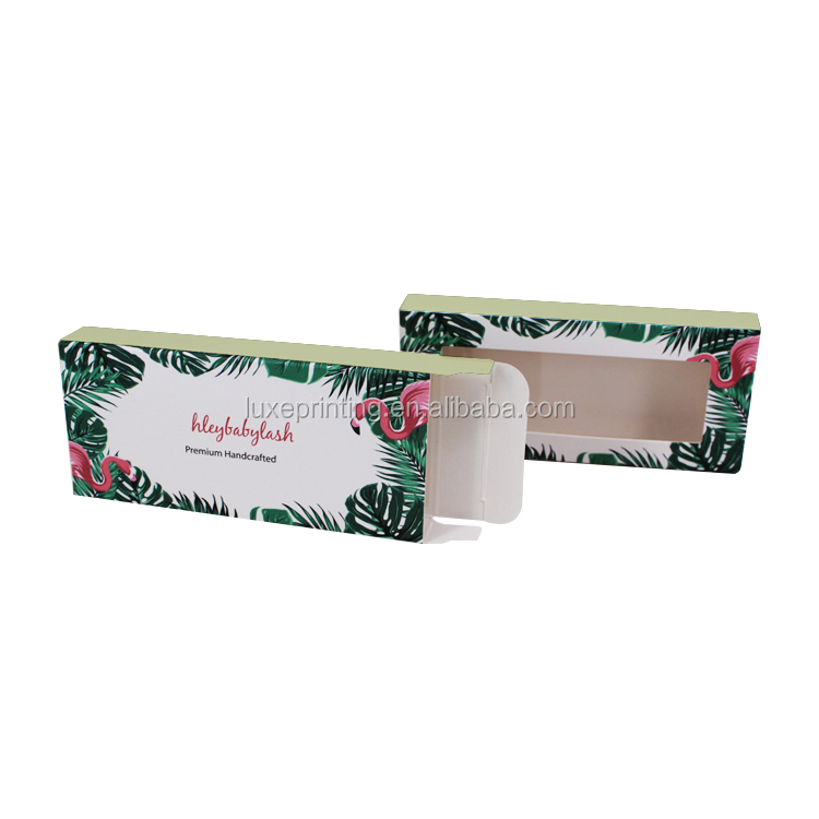 Private design custom brand name hot pink printed simple eyelashes packaging box
