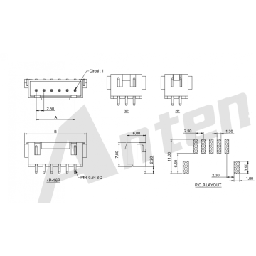 Serie de conector de tipo SMT de 2,50 mm de 90 °