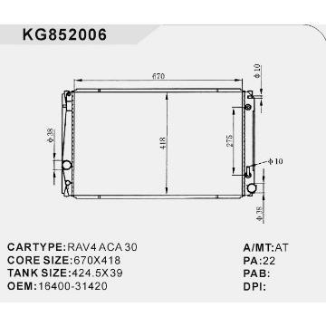 radiator car:RAV4 ACA 30 OEM:16400-31420