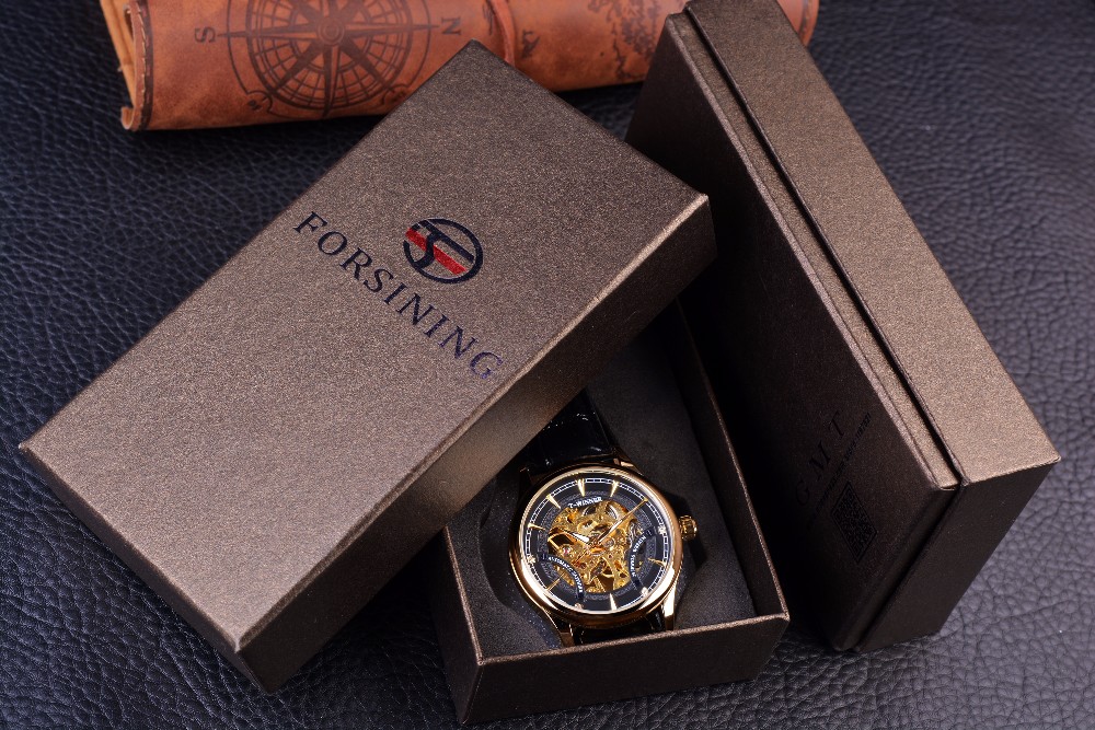 Fashion Black Golden Star Luxury Design Clock WINNER Mens Watch Top Brand Luxury Mechanical Skeleton Watch Relogio Masculino