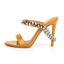 Stylish Chain-Embellished Thin-Strap Heels