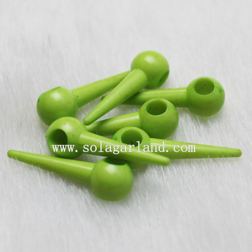 Opaque Colors Acrylic Stick Spike Bicone Beads Charm for Bracelet