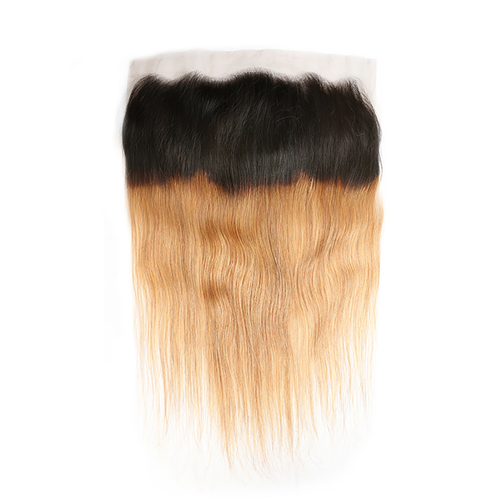 Natural Look Straight T1b/27 Ombre Color  Human Hair Swiss Lace Frontal For Black Women