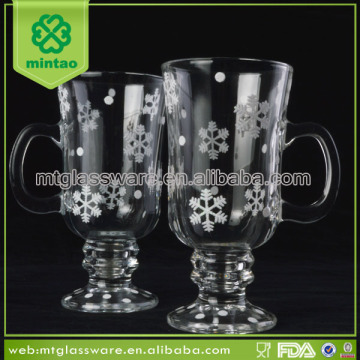 custom Irish glass coffee cups/custom unbreakable coffee cups/footed coffee cups