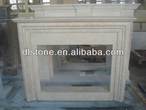 Marble stone round indoor fireplace mantel