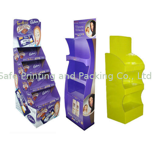 Color Printing Cardboard Display Shelf , Paper Drink Display Stand