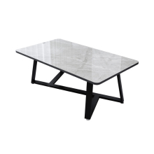 Contemporary Grey Marble Finish Rectangular Dining Table