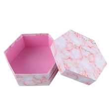 Розовый мраморная свадебная упаковка на заказ шестигранник