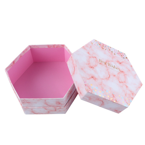 Packaging regalo per matrimoni in marmo rosa personalizzato HEXAON BOX