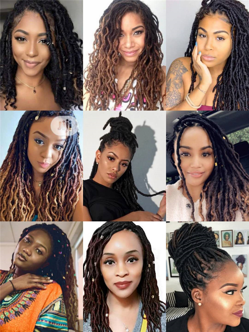 18inch Synthetic Gypsy Locs Crochet Faux Nu Locs Wavy Goddess Locs Boho Dreadlocks Twist Braiding Hair Extension