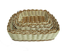 Long Poly Rattan Storage Baskets Tray For Candy , Light Brown