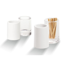 White Acrylic Round Canteen Toothpick Holder