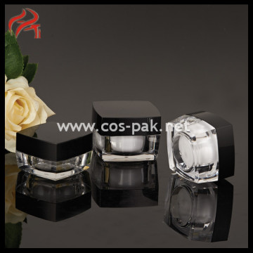 Black Square Jar Black Cap Cosmetic Jar