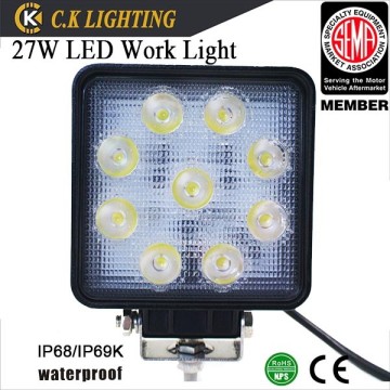 square 27w led work light for offroad driving light