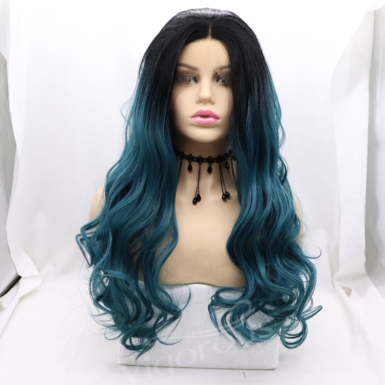 Vigorous Wholesale Water Body Wave long Lace Frontal Wigs ombre Hair Lace Synthetic Hair Wigs