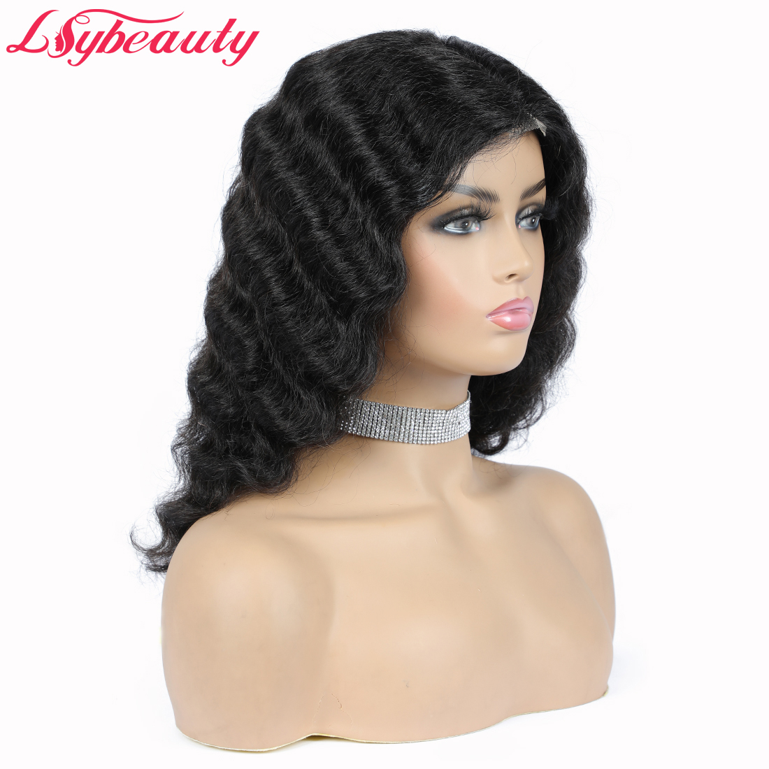 Lsybeauty Deep Wave Human Hair Wigs For Sales My First Wig Natural Black 1B Color Affordable Luvme Hair Wigs For Women