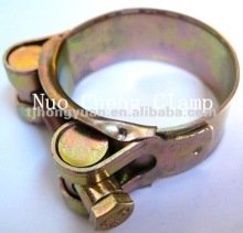 Single bolt heavy duty pipe clamp with solid nut