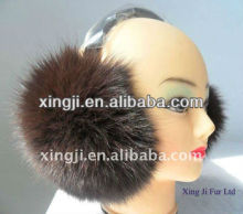 Top quality dyed fox real fox fur earmuff