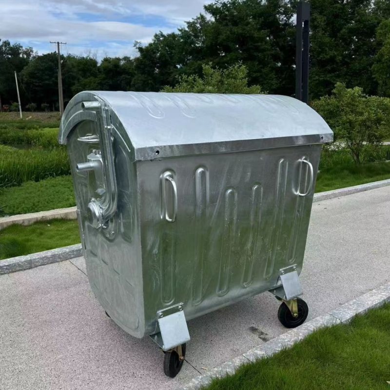 Customized Metal Trash Can 1100L 660L Cold Galvanized Outdoor Bin