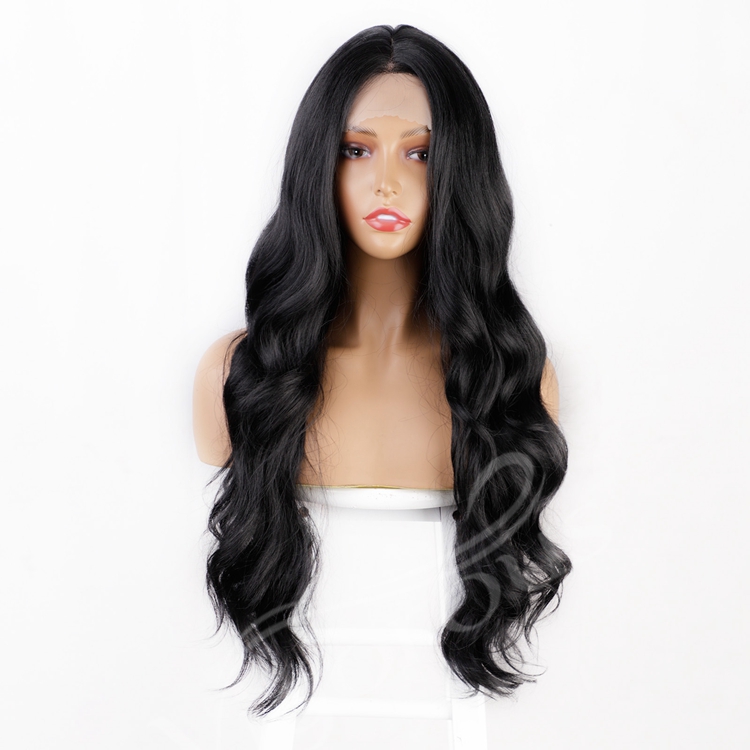 Cheap Long Afro Hot Sale For Women Water Wave Heat Resistant Wholesale Black Fiber Vendors Synthetic Lace Front Wig