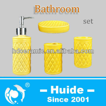 Yellow glazed ceramic bathroom set