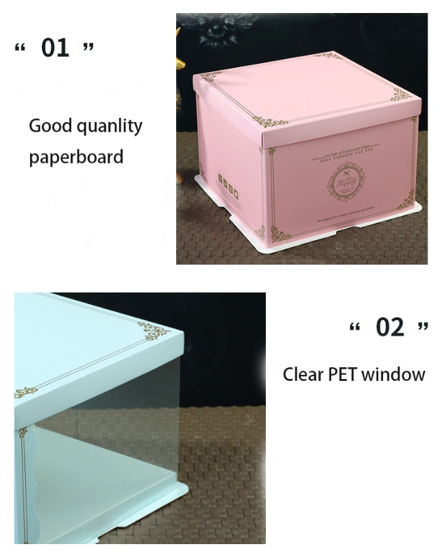 Customized Paper Cake Box Cake Packaging with PP Window