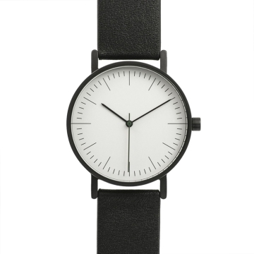 Black Leather Watch Swiss Quartz Unisex Watch