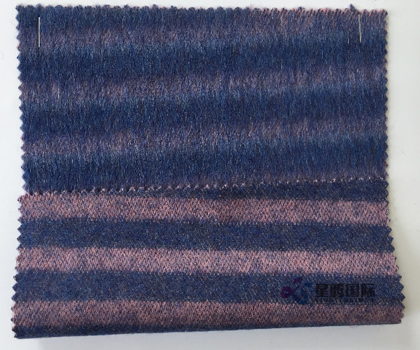 Stripe Design Alpaca Blended Coat Fabric