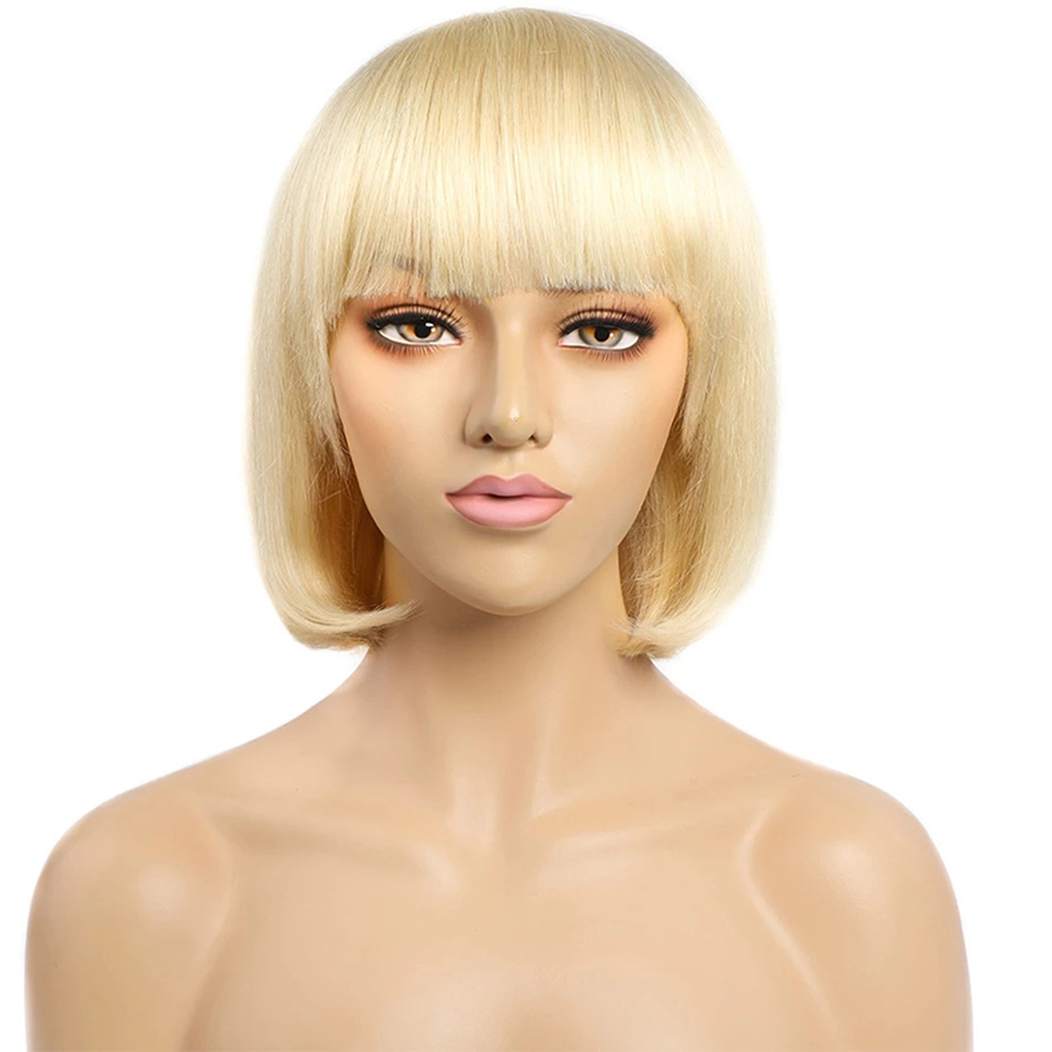 Glueless Brazilian Short Human Hair Wigs for Black Women 613 Blonde Remy Short Bob Straight Human Hair Wigs Pixie Cut Wigs