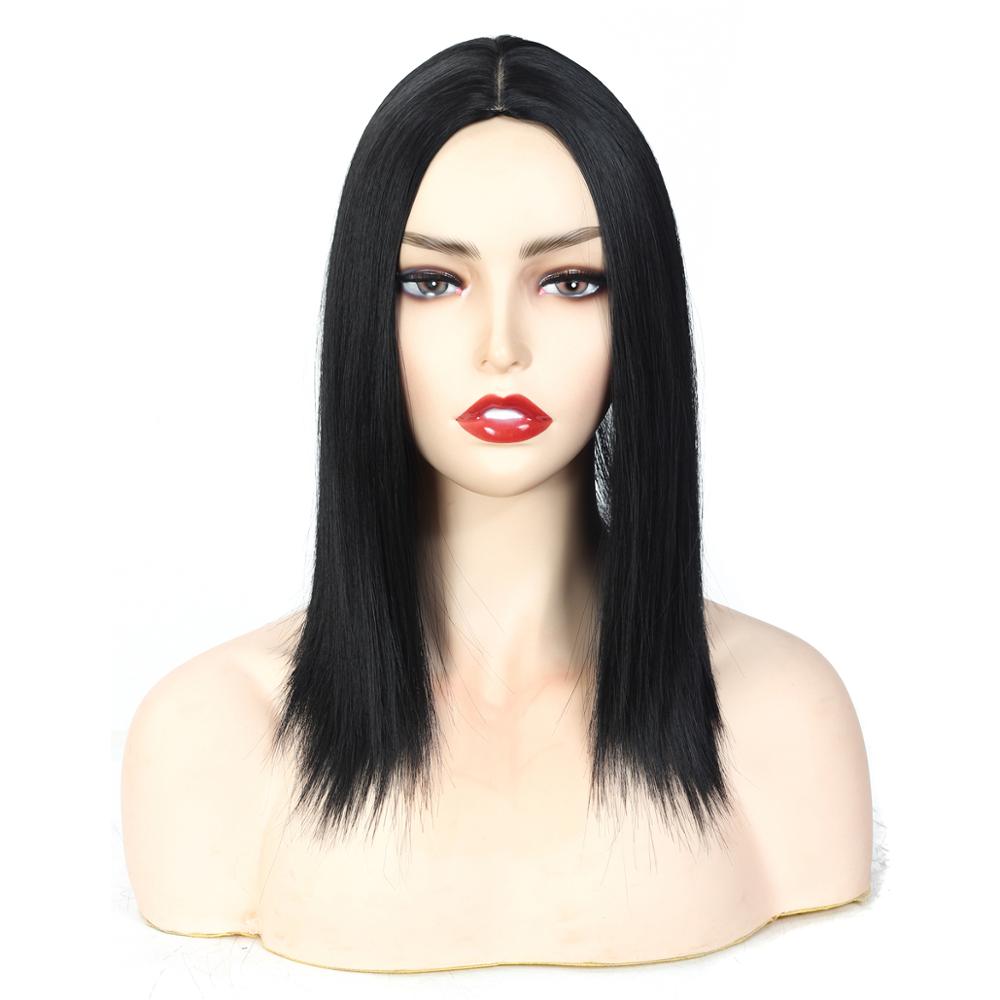 16inch Straight Topper Hair Synthetic Blonde Hair with Bangs for Women Clip-in One-piece Hair Extension High Temperature Fiber