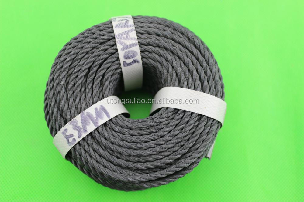 Recycled material Black color 3mm*200yds/coil pe pp 3-strands twisted rope