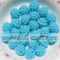 Perles de baie en plastique solide de couleur turquoise pour bracelet de bricolage