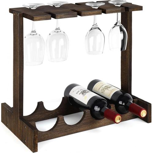 Comptoir rustique de rack de bouteille de vin autonome