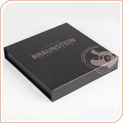 Square black cardboard box UV spot logo custom paper box