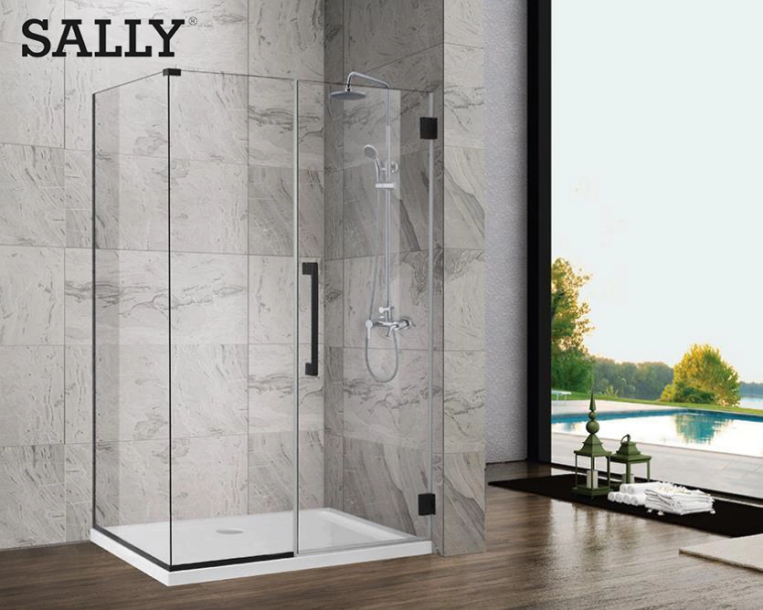 Sally Bathroom Recesse Enclosure Hinge Glass Shower Enclosure Alcove Corner Room Frameless Single Glass Shower Door