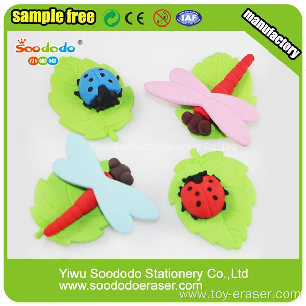 3D Hot Sale Red Beetle or Ladybug Shapes Erasers