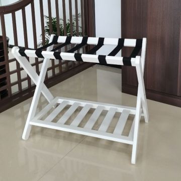 Bamboo Luggage Stand: Modern Design Custom White Folding Suitcase Rack