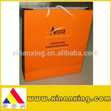 orange paper bag, shopping paper bag with logo