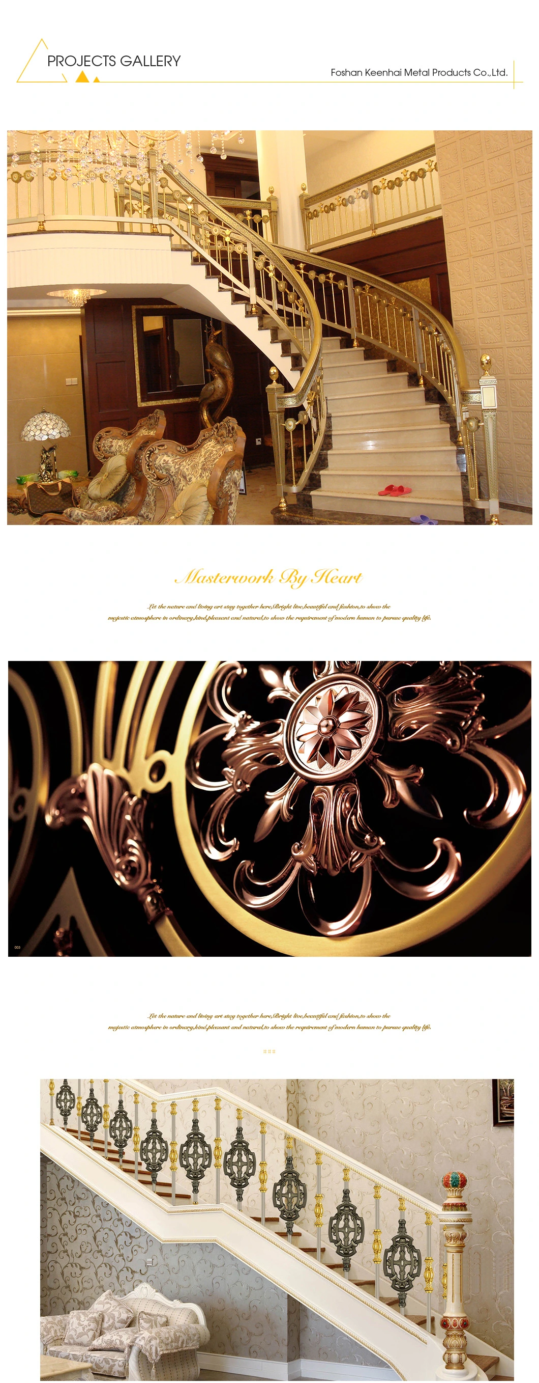 China Interior Golden Color Aluminum Stair/Balcony Railing for Decoration