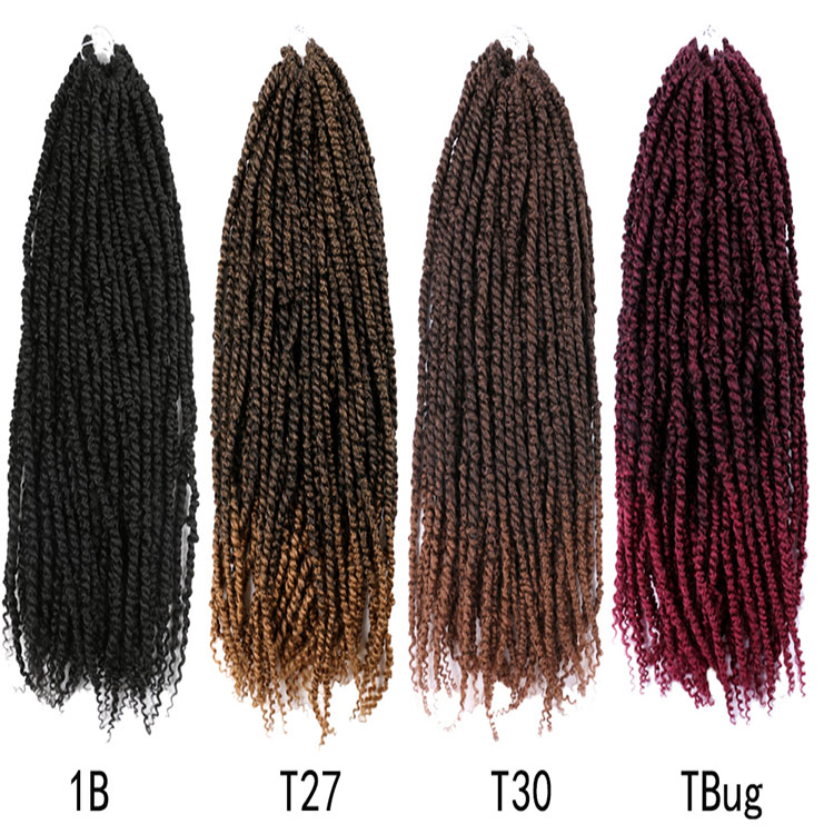 High Quality Pre-twisted Passion Twist Crochet Braiding Hair Extensions Solid And Mixing Color Synthetic Fiber For Women