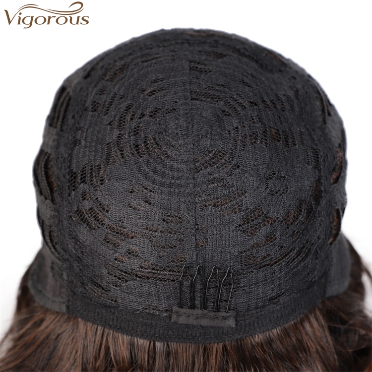Vigorous Fashion Girl High Temperature Fiber Short Curly Black Mixed Brown Wigs Synthetic wigs For Black Women Wholesale Price