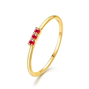 HYH Solid Gold Rings for Girls with Ruby, Emerald, and Topaz Stones (14K)
