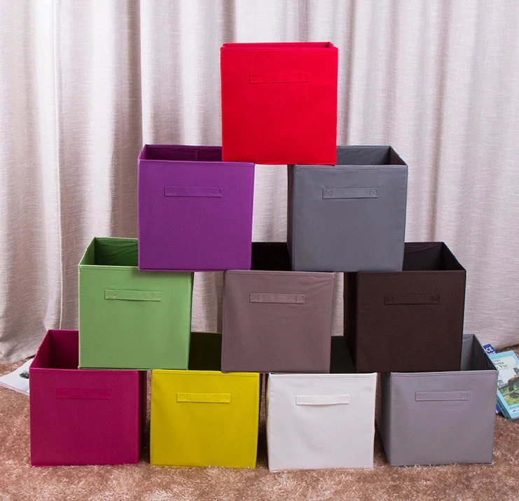Produce Simple Design Convenient Multiple Colors Foldable Cube Fabric Non Woven Storage Box