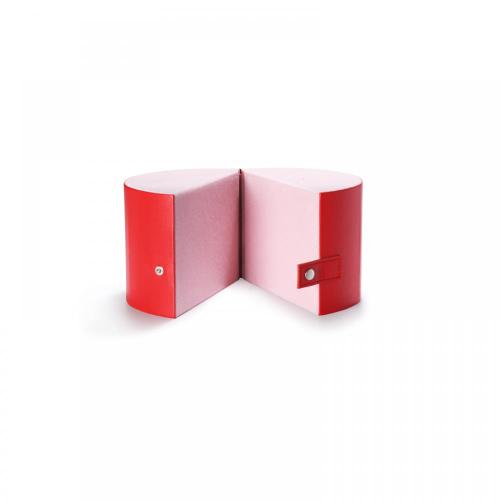 Caja de tubo redondo de joyería cosida de cuero rojo