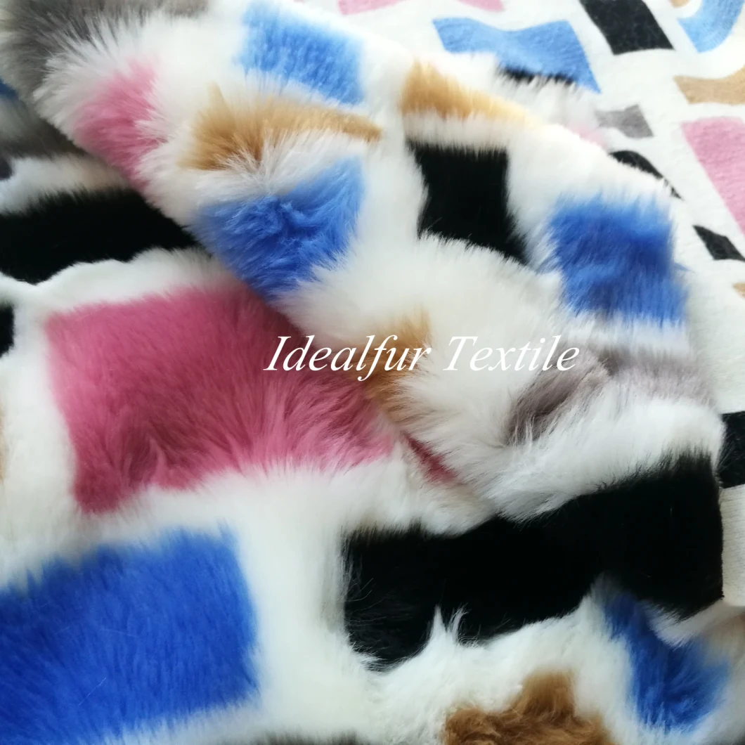 Multicolor Jacquard Rectangle Faux Fur