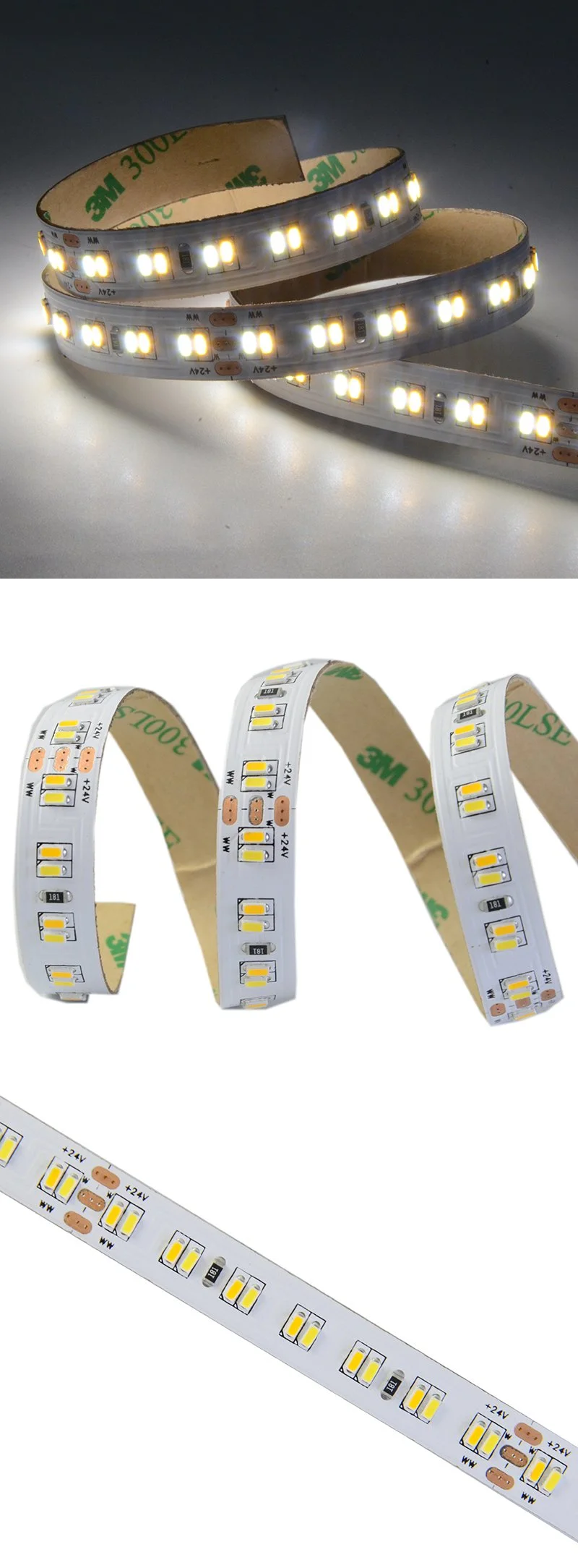 Super Brightness SMD3014 224LEDs/m CCT Adjustable 12V LED Flexible Strip