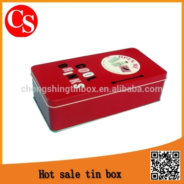 Rectangular pink cosmetic tin box