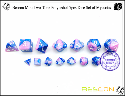 Bescon Mini Two-Tone Polyhedral 7er Würfel Set von Myosotis-3 Bescon Mini Two-Tone Polyhedral 7pcs Dice Set of Myosotis-3
