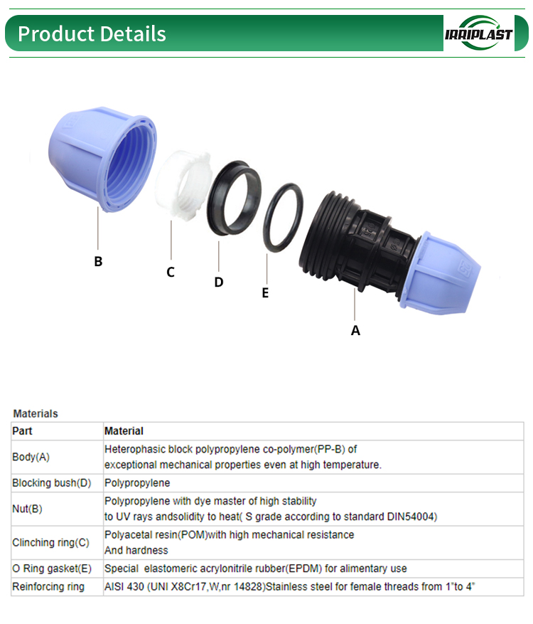 Drip irrigation Standard PN16 HDPE plastic water PP fitting reducing coupling compression hdpe fittings for irrigation in China