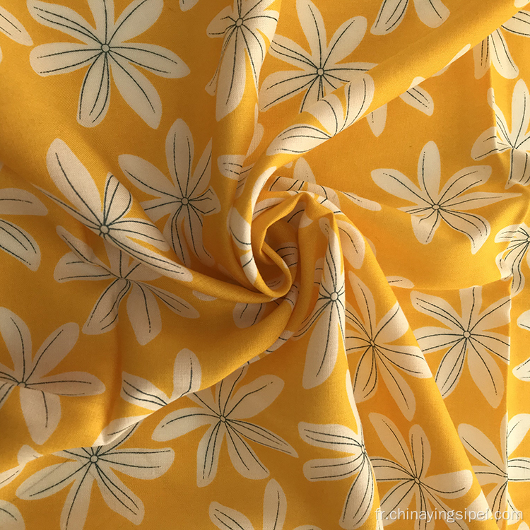 Dernier terrain de terrain Viscose Imprimé simple Floral Poplin Rayon tissu